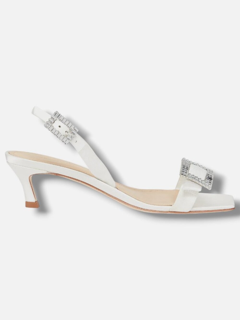 Saks Fifth Avenue Women's White 45MM Satin Slingback Sandals Shoes Size 39.5